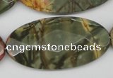 CPJ415 15 inches 25*50mm faceted oval picasso jasper gemstone beads