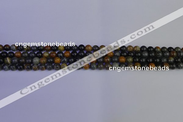 CPJ470 15.5 inches 4mm round black picasso jasper beads wholesale