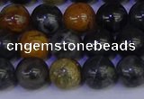 CPJ473 15.5 inches 10mm round black picasso jasper beads wholesale