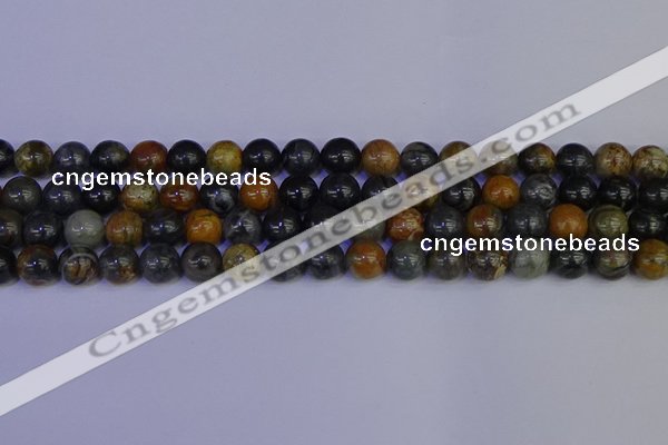 CPJ473 15.5 inches 10mm round black picasso jasper beads wholesale