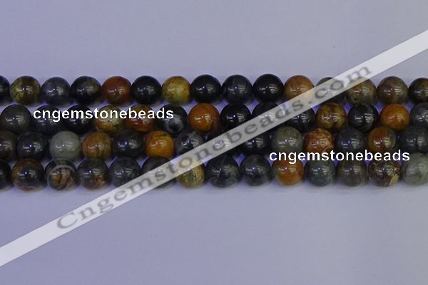 CPJ475 15.5 inches 14mm round black picasso jasper beads wholesale