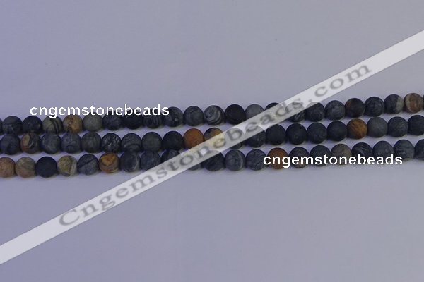 CPJ492 15.5 inches 8mm round matte black picasso jasper beads