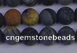 CPJ494 15.5 inches 12mm round matte black picasso jasper beads