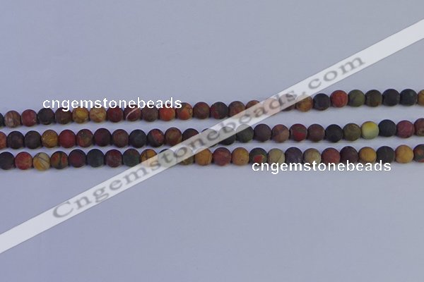 CPJ501 15.5 inches 6mm round matte picasso jasper beads wholesale