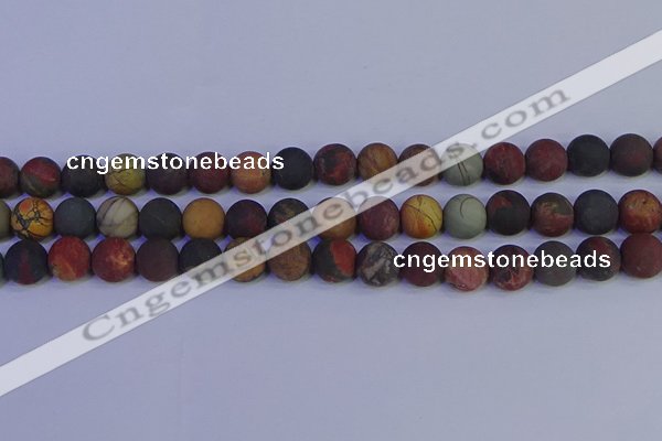 CPJ504 15.5 inches 12mm round matte picasso jasper beads wholesale