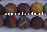 CPJ505 15.5 inches 14mm round matte picasso jasper beads wholesale