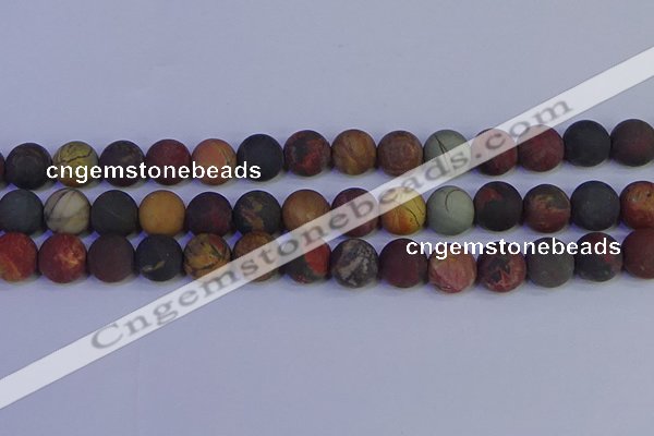 CPJ505 15.5 inches 14mm round matte picasso jasper beads wholesale