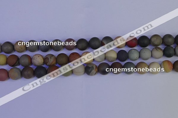 CPJ514 15.5 inches 12mm round matte polychrome jasper beads wholeasle