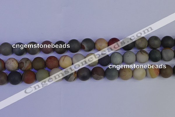 CPJ515 15.5 inches 14mm round matte polychrome jasper beads wholeasle