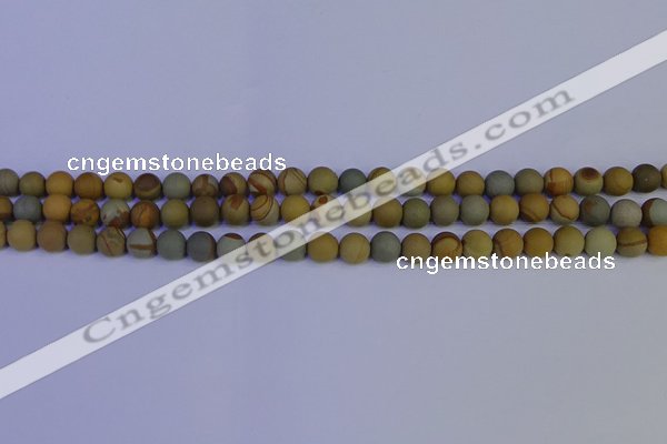 CPJ521 15.5 inches 6mm round matte wildhorse picture jasper beads