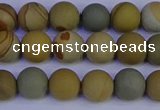 CPJ522 15.5 inches 8mm round matte wildhorse picture jasper beads