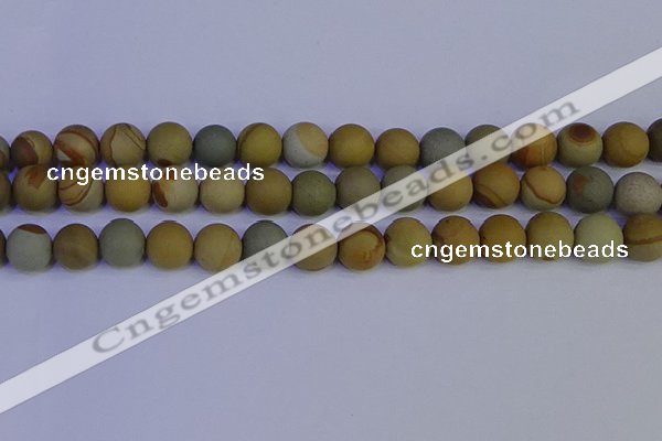 CPJ525 15.5 inches 14mm round matte wildhorse picture jasper beads