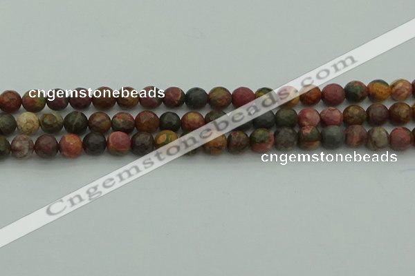 CPJ531 15.5 inches 6mm faceted round picasso jasper beads