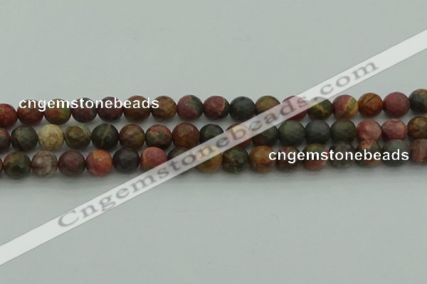 CPJ532 15.5 inches 8mm faceted round picasso jasper beads