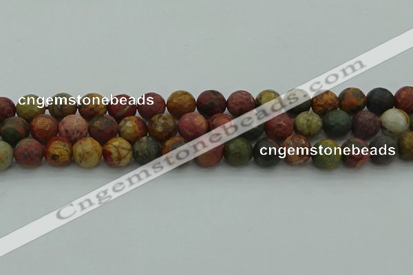 CPJ533 15.5 inches 10mm faceted round picasso jasper beads