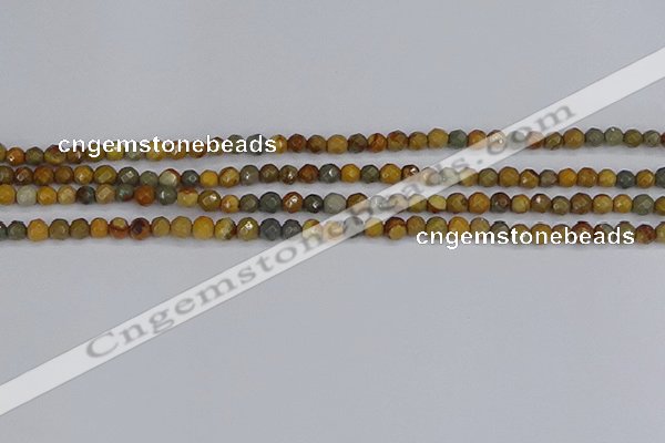 CPJ540 15.5 inches 4mm faceted round wildhorse picture jasper beads