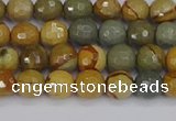 CPJ541 15.5 inches 6mm faceted round wildhorse picture jasper beads