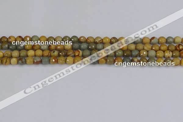 CPJ541 15.5 inches 6mm faceted round wildhorse picture jasper beads