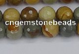 CPJ542 15.5 inches 8mm faceted round wildhorse picture jasper beads