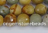 CPJ543 15.5 inches 10mm faceted round wildhorse picture jasper beads