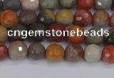 CPJ546 15.5 inches 4mm faceted round polychrome jasper beads