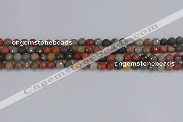 CPJ547 15.5 inches 6mm faceted round polychrome jasper beads