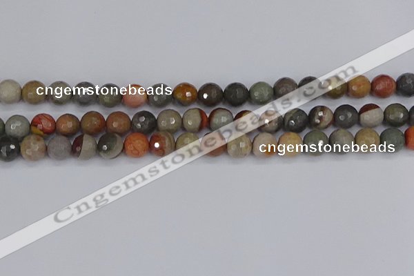 CPJ548 15.5 inches 8mm faceted round polychrome jasper beads