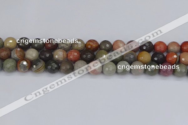 CPJ550 15.5 inches 12mm faceted round polychrome jasper beads