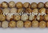 CPJ555 15.5 inches 4mm faceted round picture jasper beads