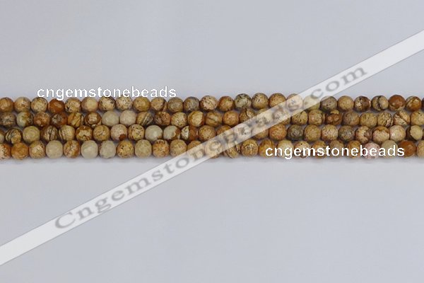 CPJ555 15.5 inches 4mm faceted round picture jasper beads