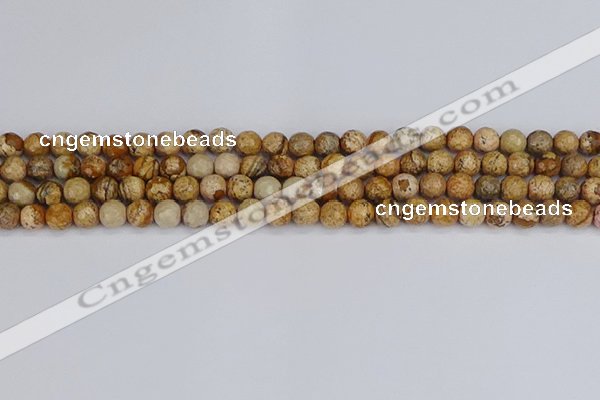 CPJ556 15.5 inches 6mm faceted round picture jasper beads