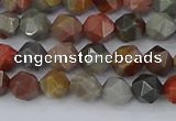 CPJ564 15.5 inches 6mm faceted nuggets polychrome jasper beads