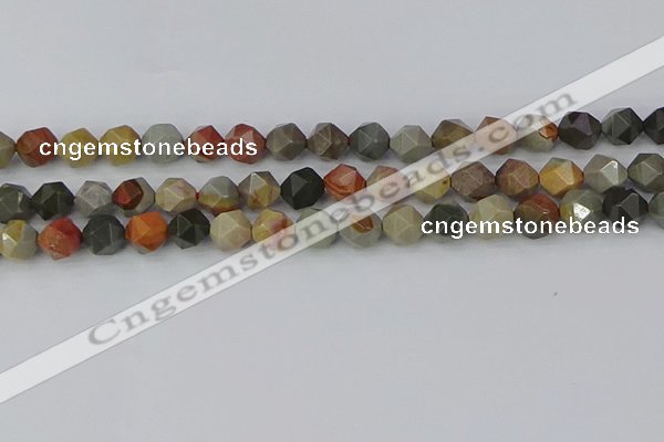 CPJ565 15.5 inches 8mm faceted nuggets polychrome jasper beads