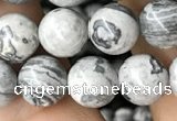 CPJ582 15.5 inches 8mm round grey picture jasper beads wholesale