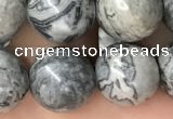 CPJ584 15.5 inches 12mm round grey picture jasper beads wholesale