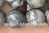 CPJ585 15.5 inches 14mm round grey picture jasper beads wholesale