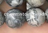 CPJ586 15.5 inches 16mm round grey picture jasper beads wholesale