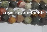 CPJ590 15.5 inches 6mm faceted nuggets matte polychrome jasper beads