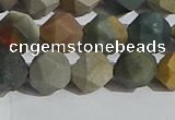 CPJ592 15.5 inches 10mm faceted nuggets matte polychrome jasper beads