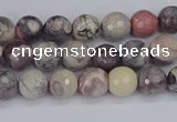 CPJ610 15.5 inches 4mm faceted round purple striped jasper beads