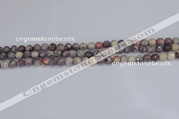 CPJ610 15.5 inches 4mm faceted round purple striped jasper beads