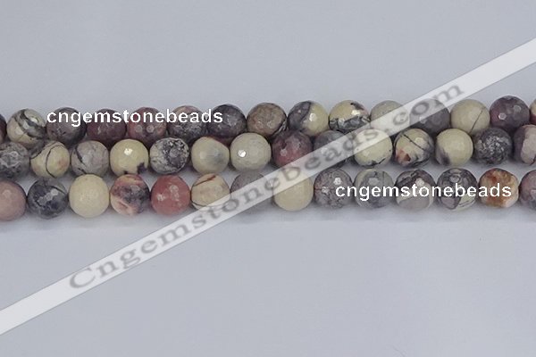 CPJ614 15.5 inches 12mm faceted round purple striped jasper beads