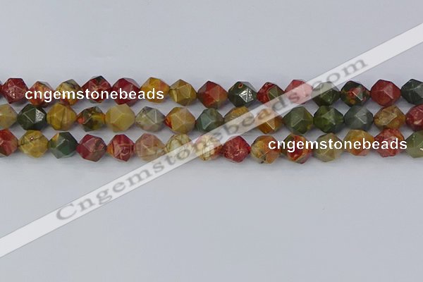 CPJ627 15.5 inches 8mm faceted nuggets picasso jasper beads