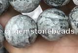 CPJ646 15.5 inches 16mm faceted round grey picture jasper beads