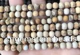 CPJ651 15.5 inches 6mm round matte picture jasper beads wholesale