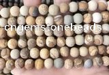 CPJ652 15.5 inches 8mm round matte picture jasper beads wholesale