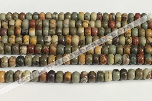 CPJ677 15.5 inches 4*6mm rondelle picasso jasper beads wholesale