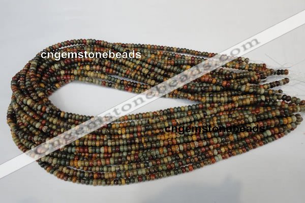 CPJ68 15.5 inches 2*4mm rondelle picasso jasper gemstone beads