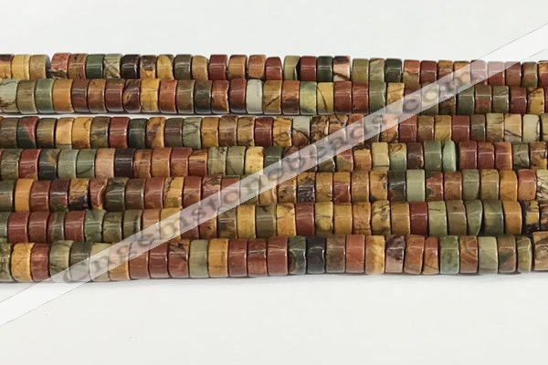 CPJ681 15.5 inches 3*6mm heishi picasso jasper beads wholesale