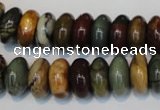 CPJ69 15.5 inches 7*14mm rondelle picasso jasper gemstone beads